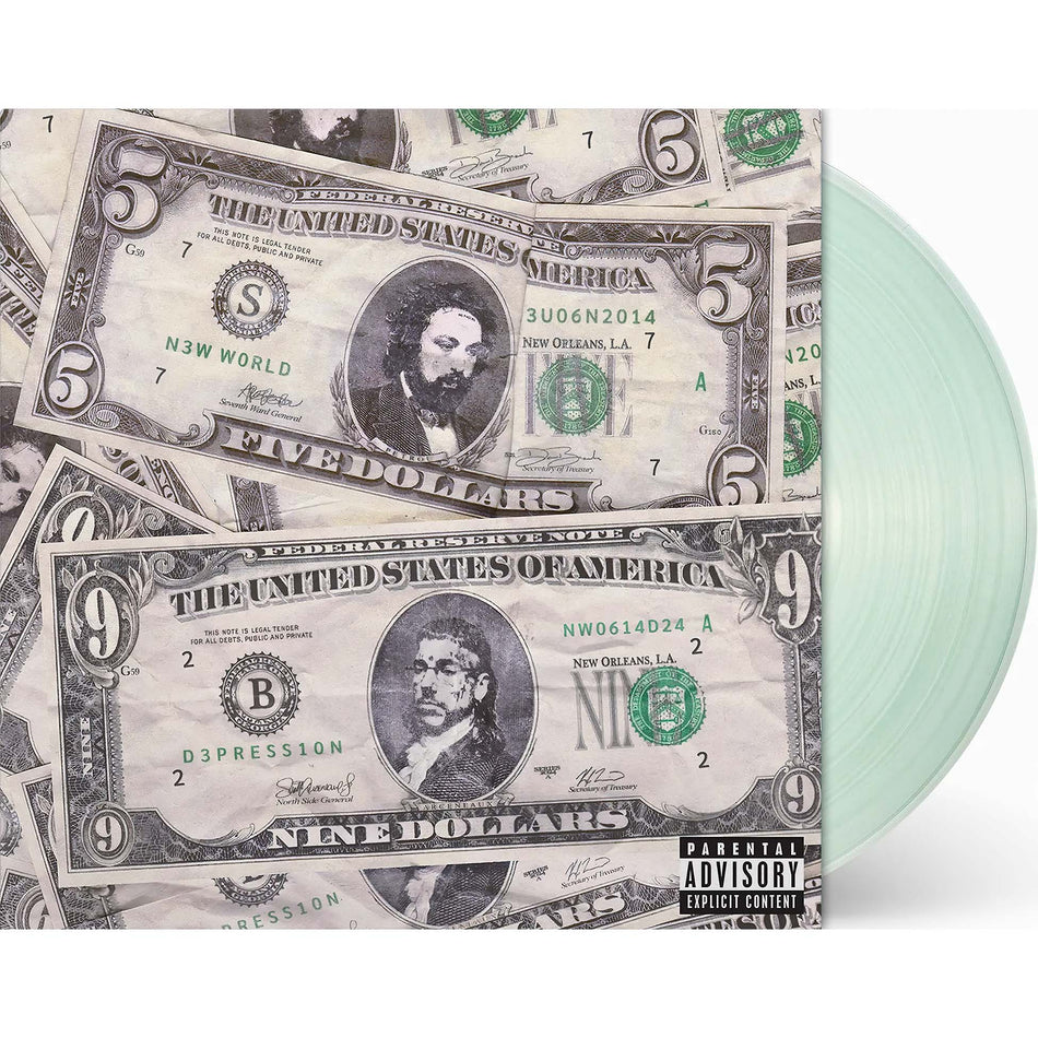 suicideboys, $uicideboy$, new world depression, packshot, coke bottle clear, coke bottle green, vinyl, money cover, album cover, album art, vinyl, cover, cover art,