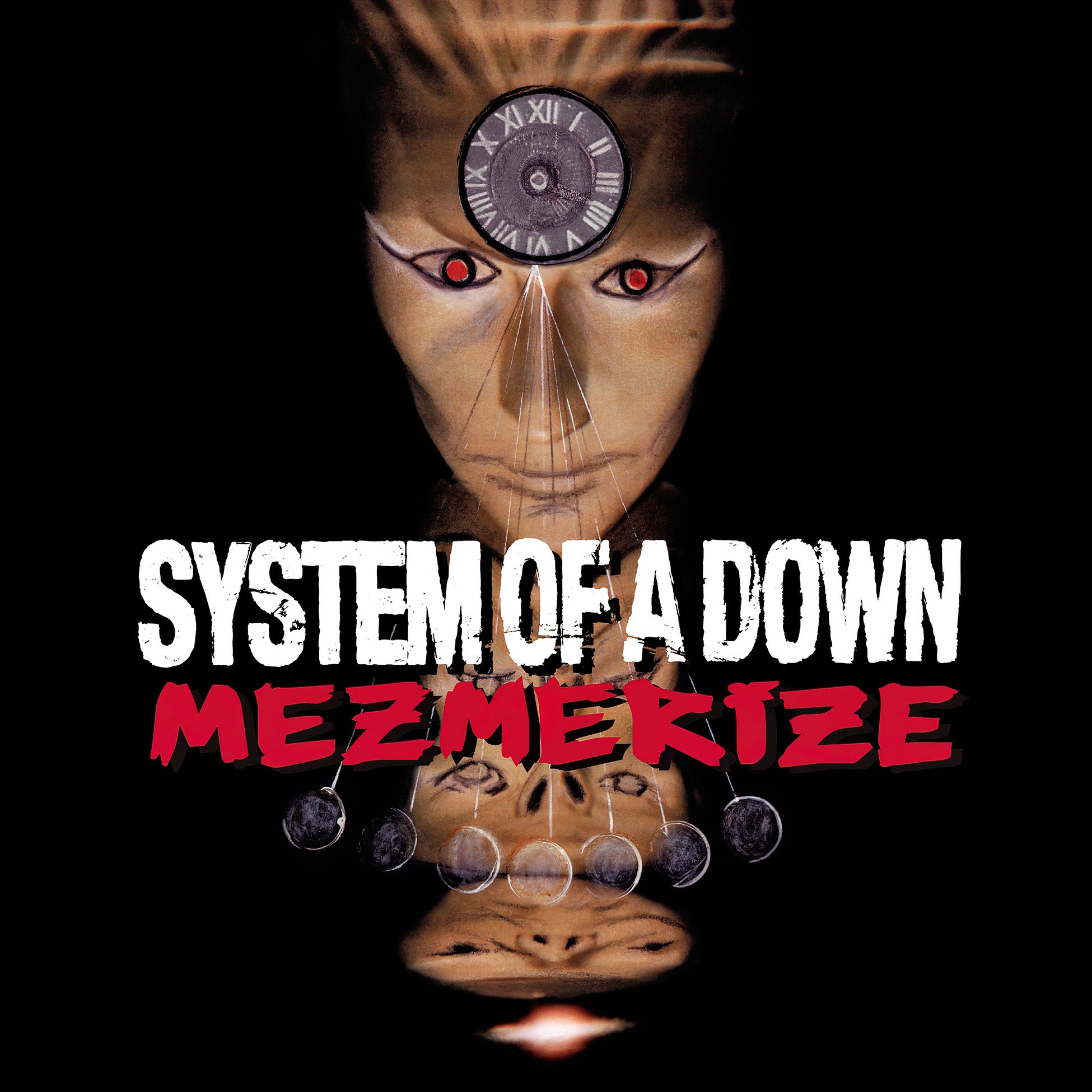 System Of A Down Mezmerize album cover, black vinyl LP reissue, 2005 alternative metal classic