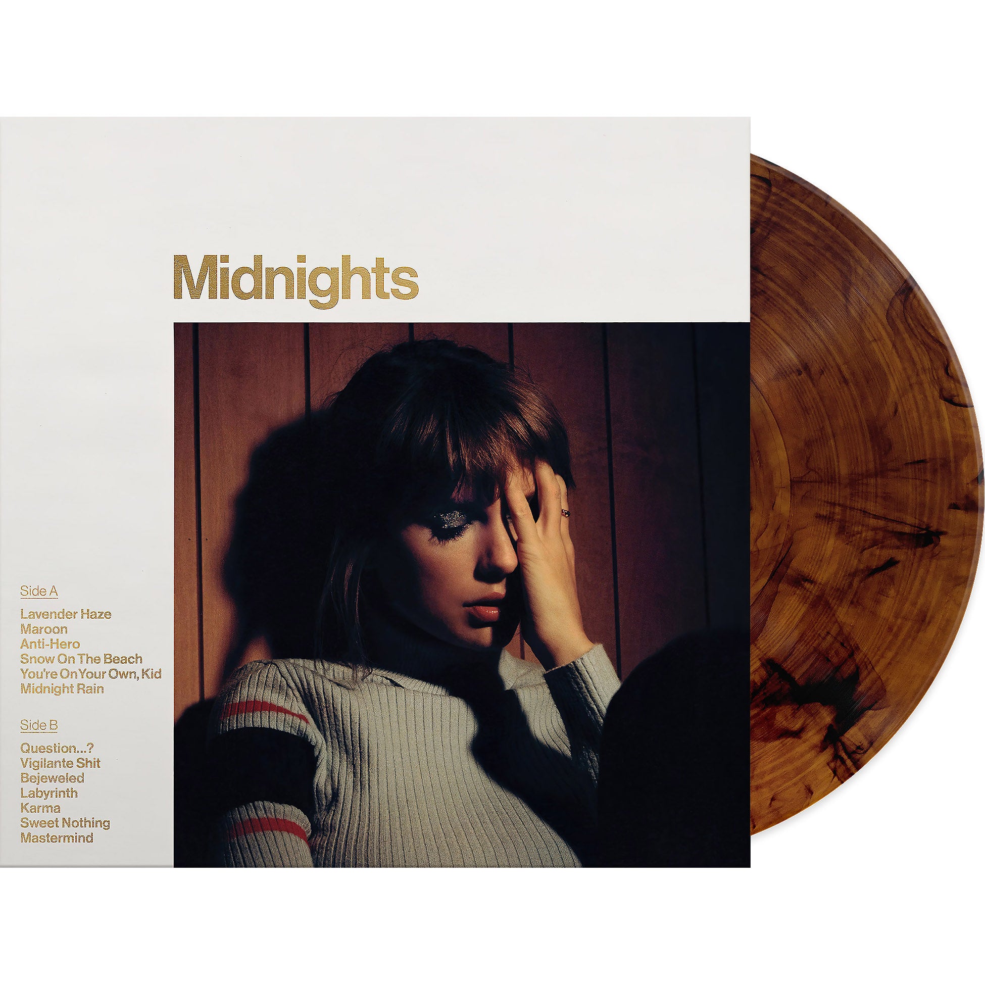 Taylor Swift, Midnights, Mahogany Colored Vinyl, mahogany, brown vinyl, colored vinyl, cover, album, vinyl, packshot, lavender haze, anti-hero,