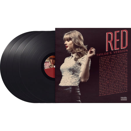 Taylor Swift, Red, Taylor's Version, 4 LP, 45 RPM, Black Vinyl, cover, album, vinyl, red taylor's version, back cover, packshot