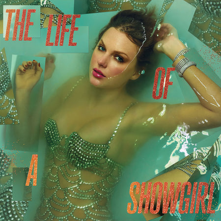 Taylor Swift - The Life Of A Showgirl album cover, Portofino Orange with Gold Glitter Vinyl, deluxe gatefold, scented