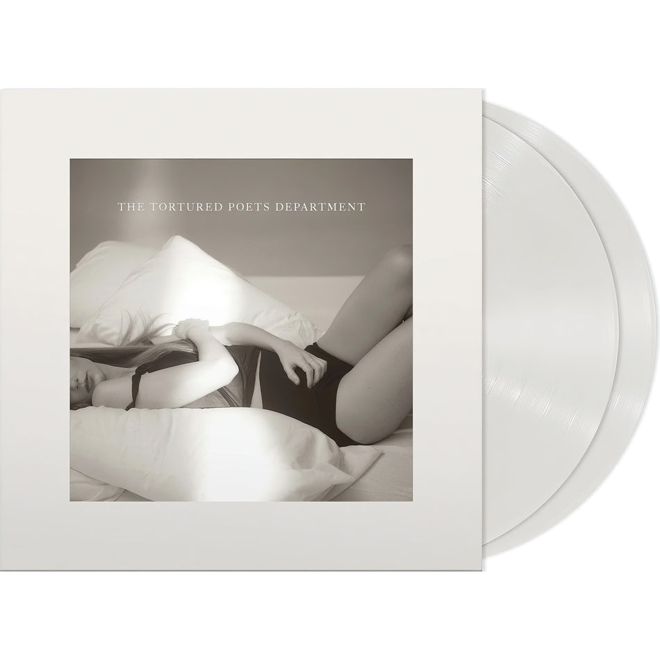 Taylor Swift - The Tortured Poets Department vinyl packshot, 2024 pop album, ghosted white pressing