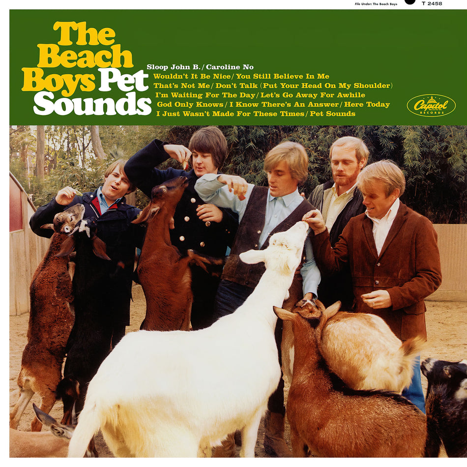 The Beach Boys' Pet Sounds 50th Anniversary mono vinyl LP. Features "God Only Knows" and "Wouldn't It Be Nice." Essential art pop classic with Brian Wilson