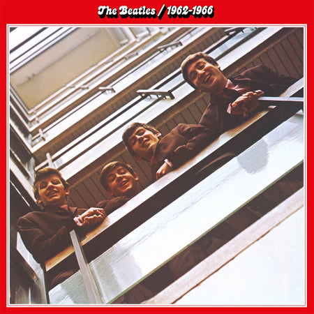 The Beatles 1962-1966 The Red Album cover art for the 180g black vinyl LP 2023 Edition at ToucanRecords.com