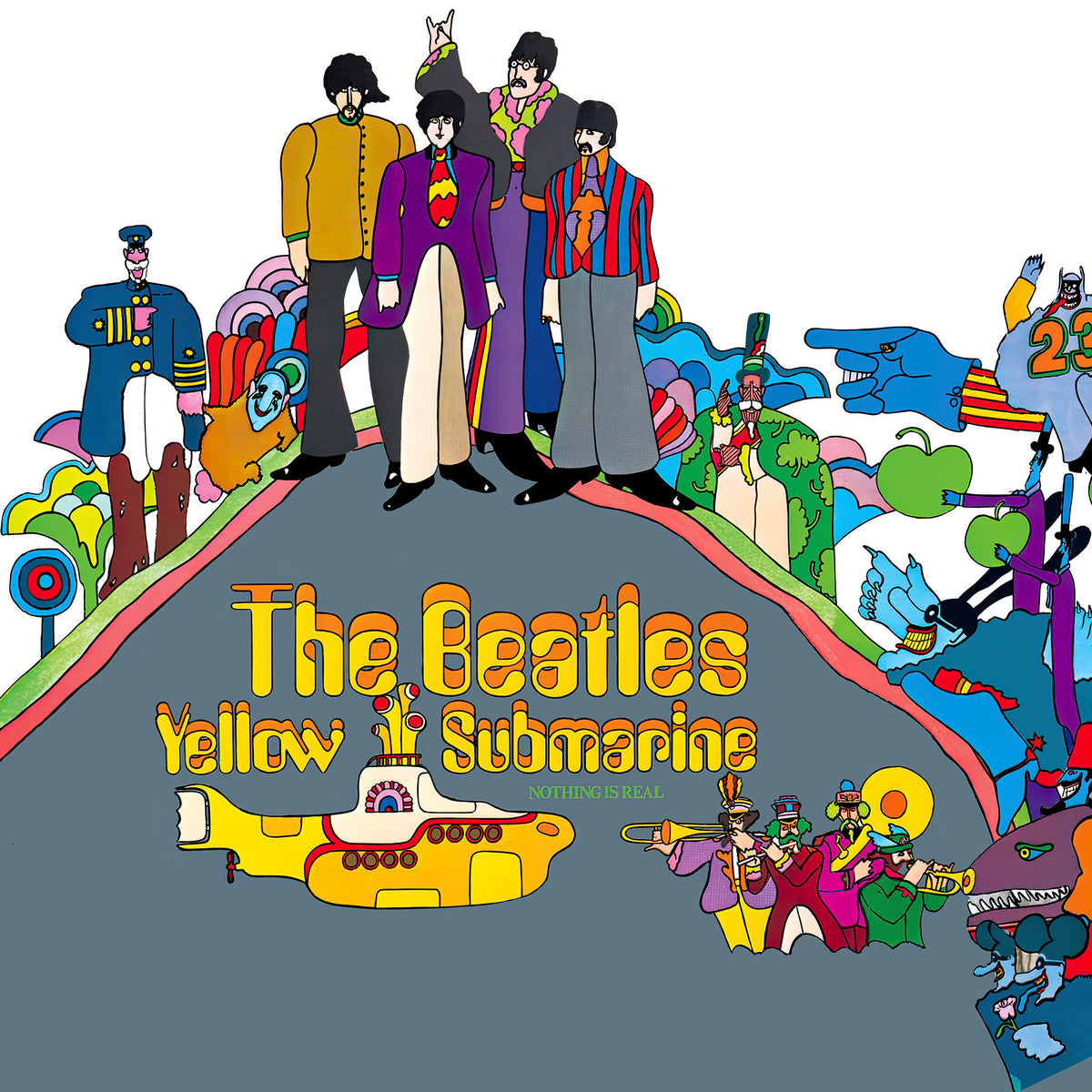 The Beatles - Yellow Submarine album cover, 180g black vinyl reissue, psychedelic soundtrack artwork