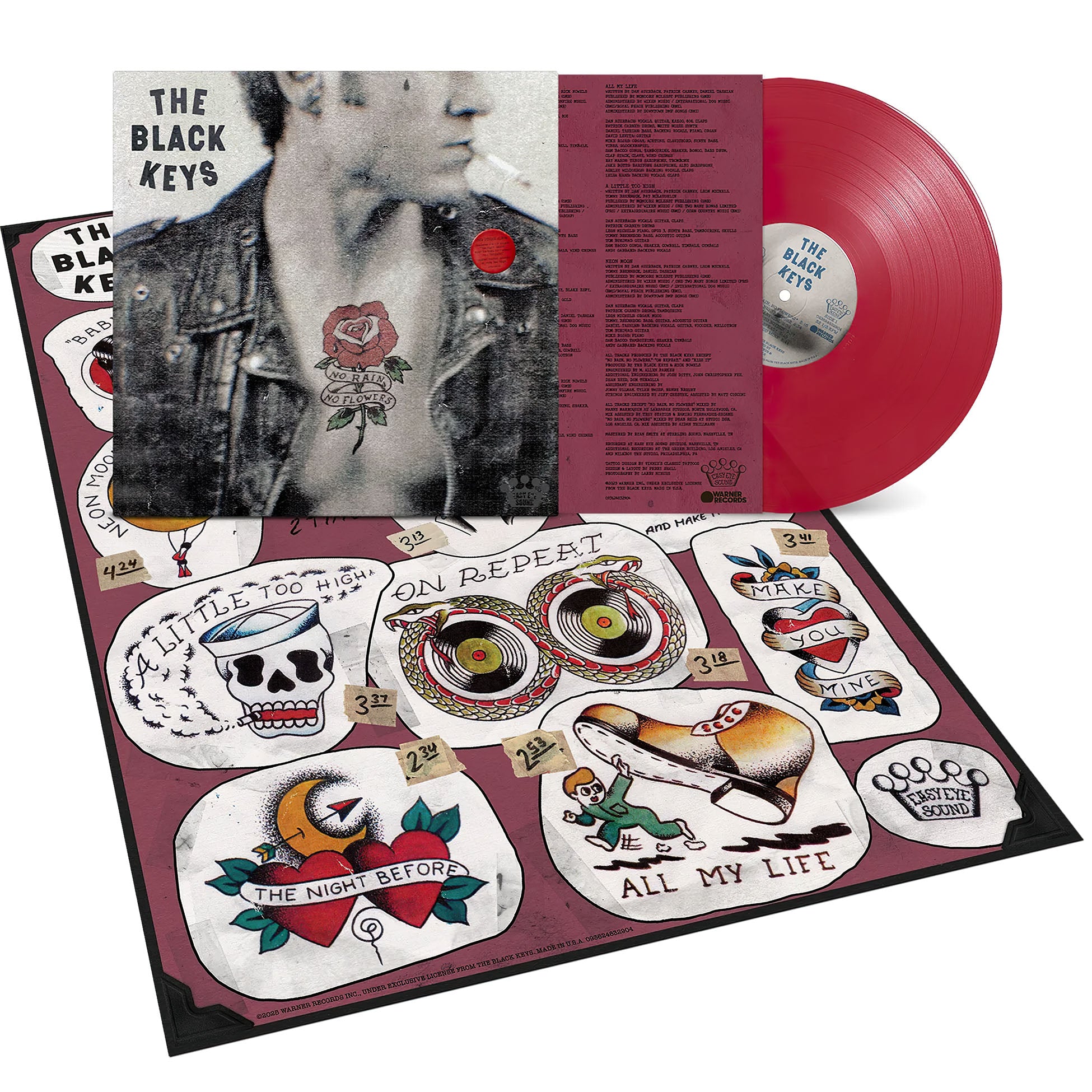 Black Keys No Rain No Flowers red vinyl pressing, garage rock LP, limited indie exclusive edition, included poster
