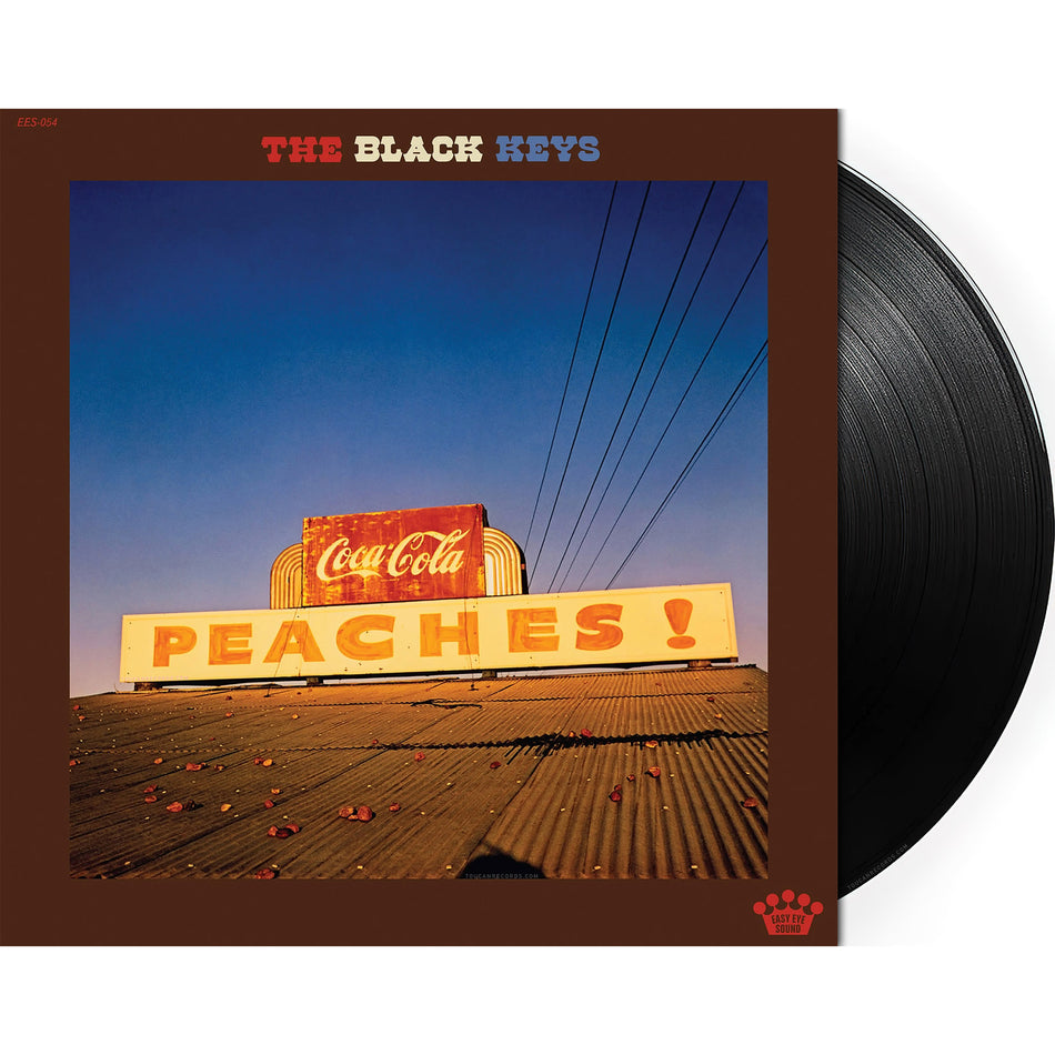 The Black Keys Peaches! vinyl LP packshot black vinyl record, blues rock alternative album
