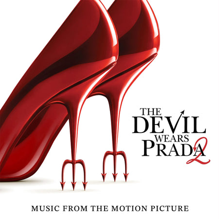 Album cover for 'The Devil Wears Prada' with red high heels and a trident on a white background.