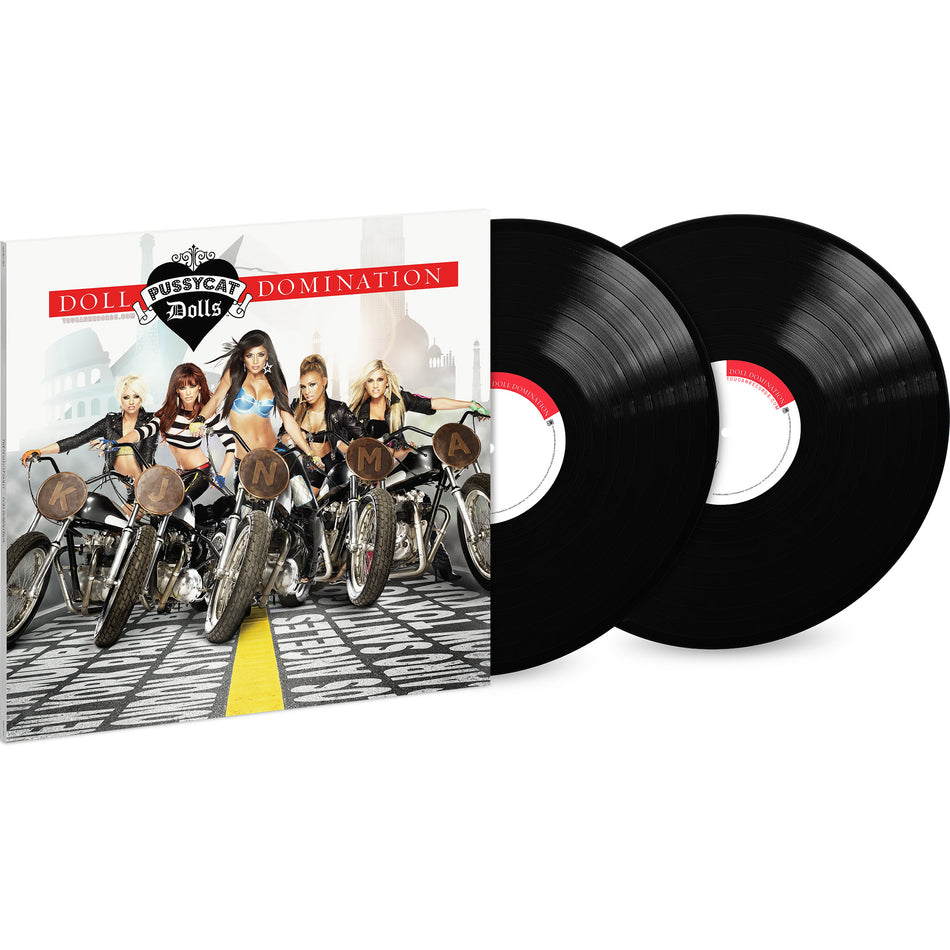 The Pussycat Dolls Doll Domination packshot for the black 2LP vinyl LP with printed inner sleeves and insert