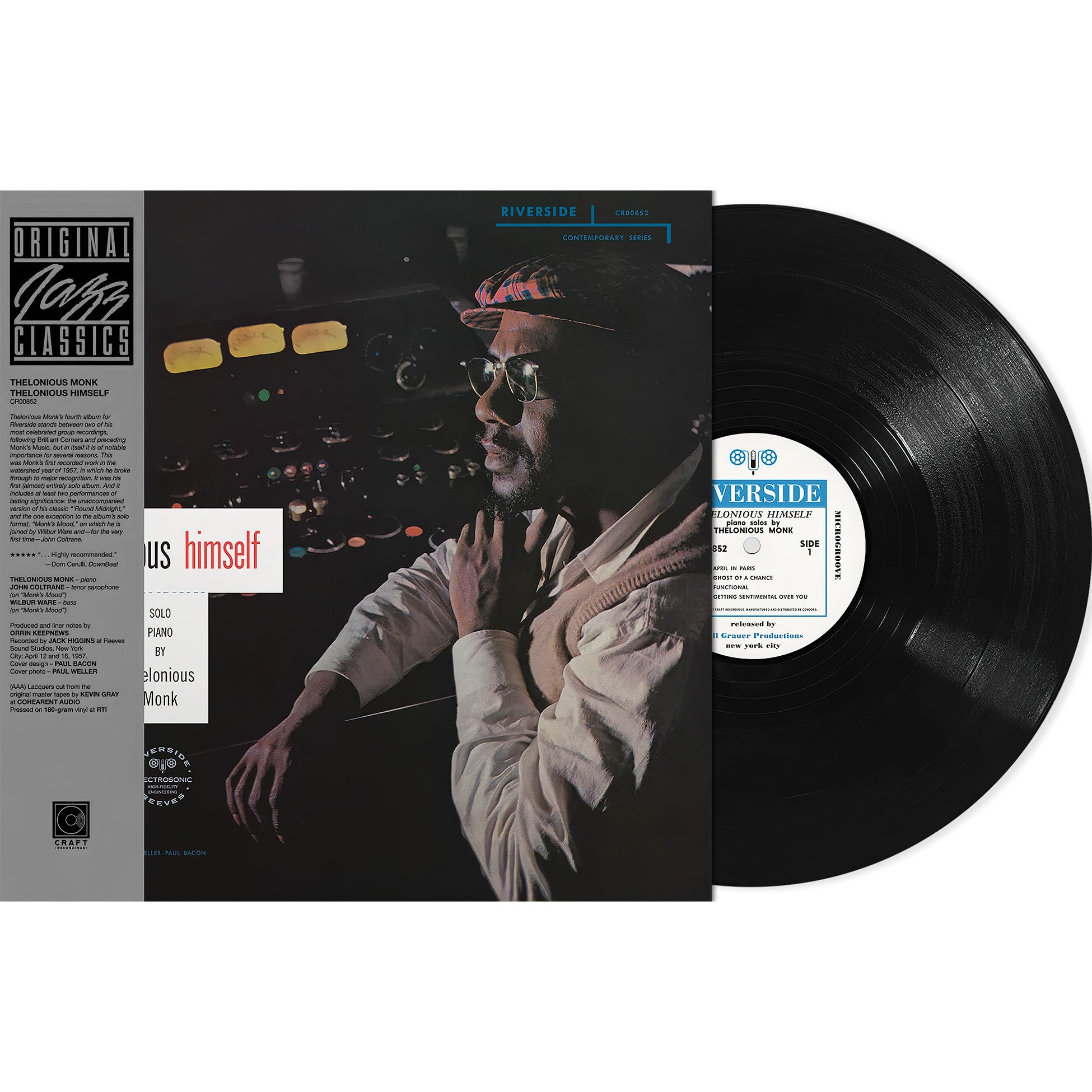 Thelonious Himself vinyl packshot, Original Jazz Classics reissue, Monk on heavyweight vinyl solo piano recording