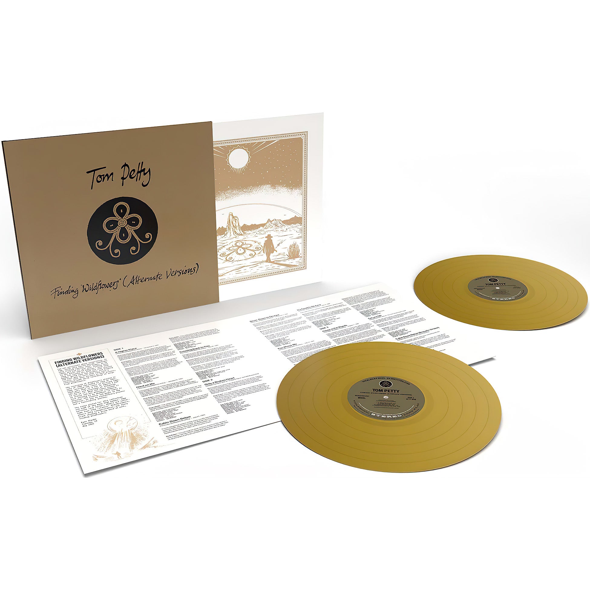 Tom Petty, Finding Wildflowers, Alternate Versions, Indie Exclusive, 2 LP, Gold Colored Vinyl, cover, album, album art,vinyl, contents, packshot
