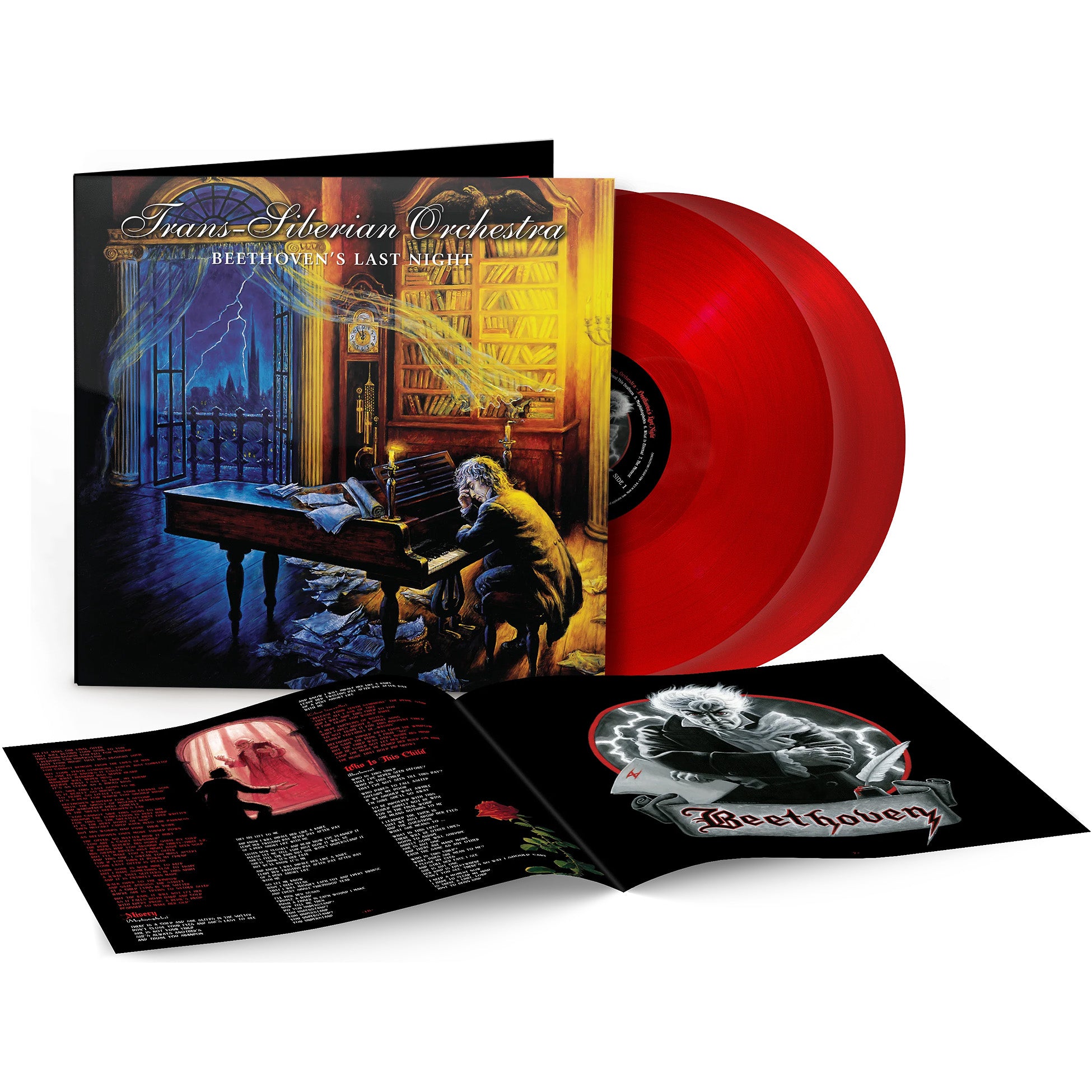 Trans-Siberian Orchestra - Beethoven's Last Night red vinyl packshot, special edition double LP with Fur Elise and Requiem