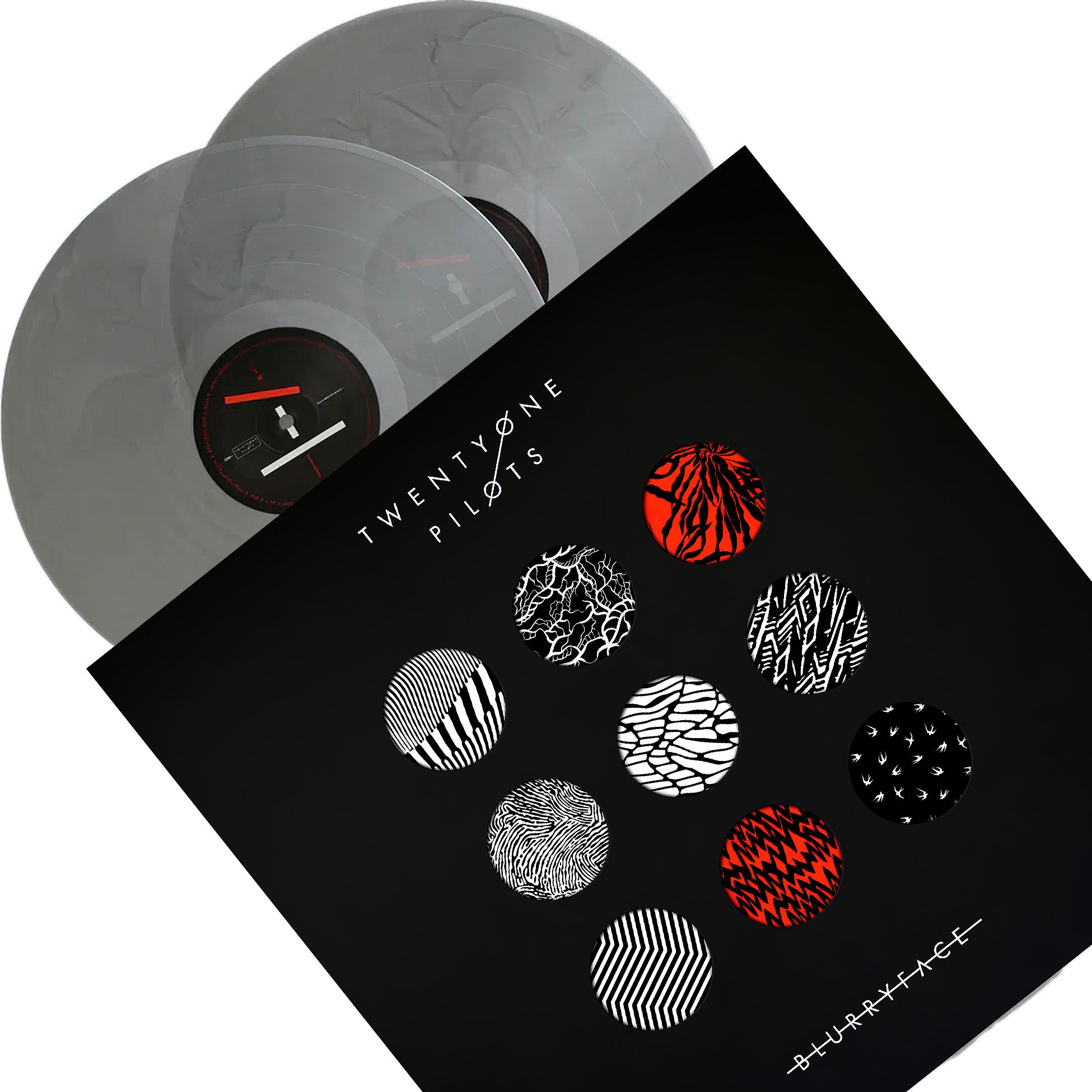 Twenty One Pilots, Blurryface, 2 LP, Limited Edition, Silver Vinyl, Colored Vinyl, 21 pilots, cover, artwork, album, vinyl, stressed out, ride, packshot