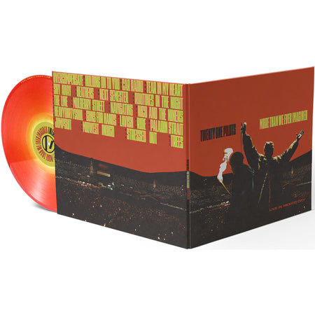Twenty One Pilots More Than We Ever Imagined Live In Mexico City packshot with two red vinyl LPs and gatefold jacket open with the front cover and back cover shown