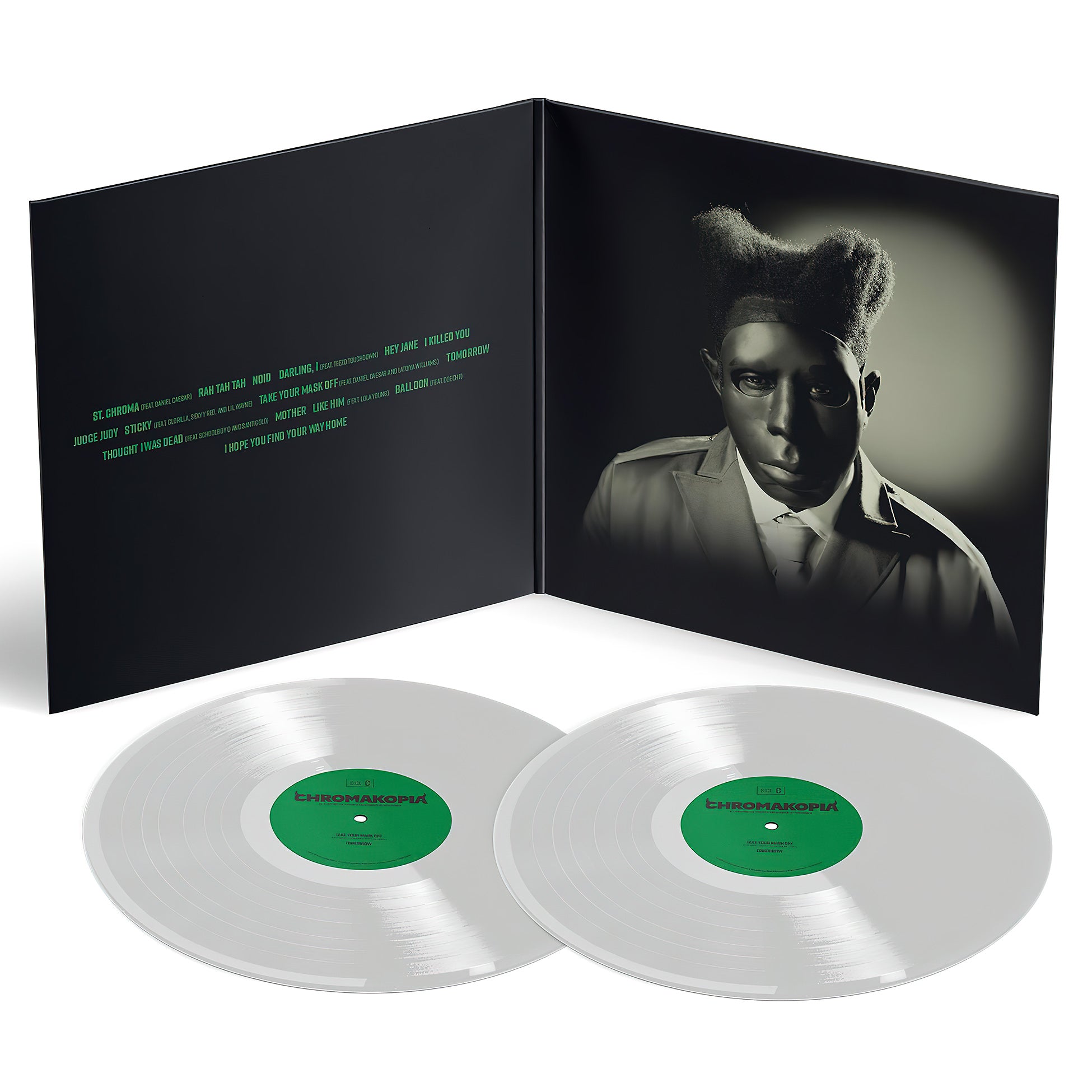 Tyler, The Creator - Chromakopia packshot showing inside the gatefold, 2024 hip-hop release, deluxe double vinyl with booklet
