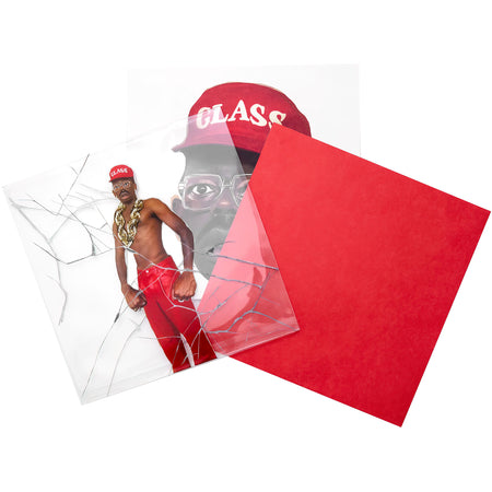 Tyler, The Creator Don't Tap The Glass, exploding packshot showing the clear vinyl LP, printed gatefold jacket, two posters, and clear O-card