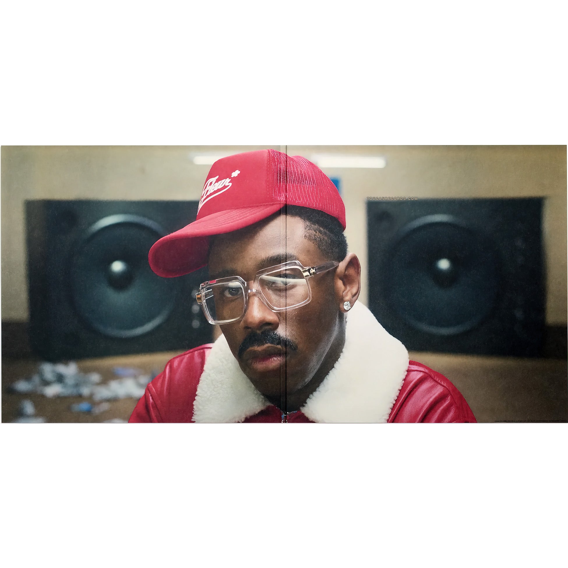 Tyler, The Creator Don't Tap The Glass open gatefold view for the hip-hop vinyl LP with clear plastic O-card and two posters