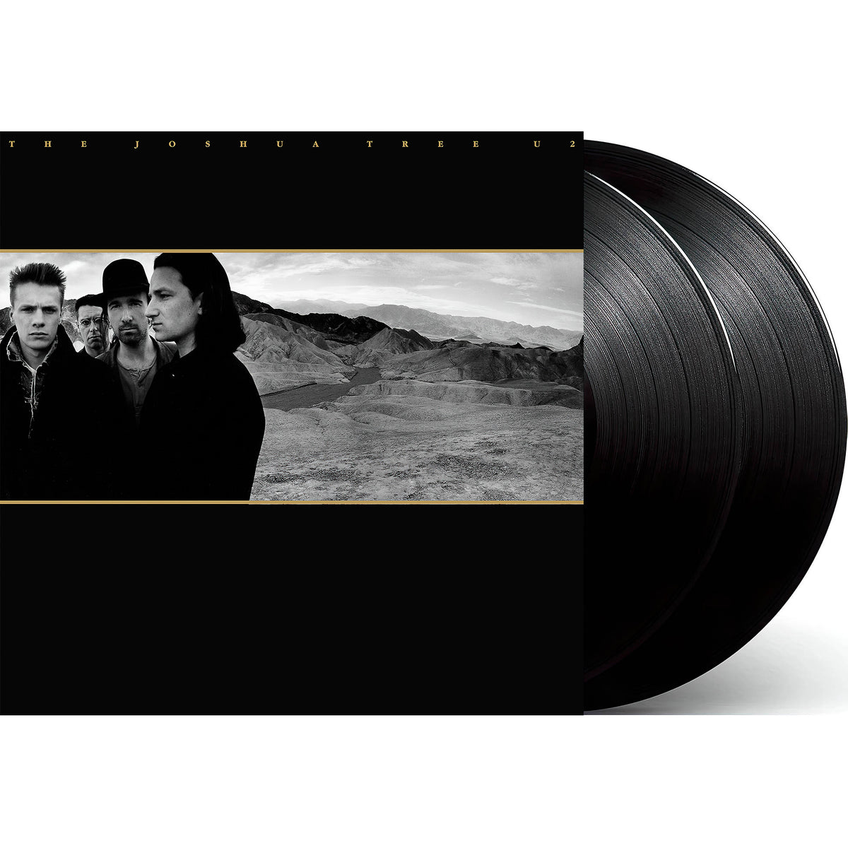 U2, The Joshua Tree, 2 LP, Black Vinyl, cover, album, records, vinyl, packshot, I Still Haven't Found What I'm Looking For, with or without you, Where The Streets Have No Name,
