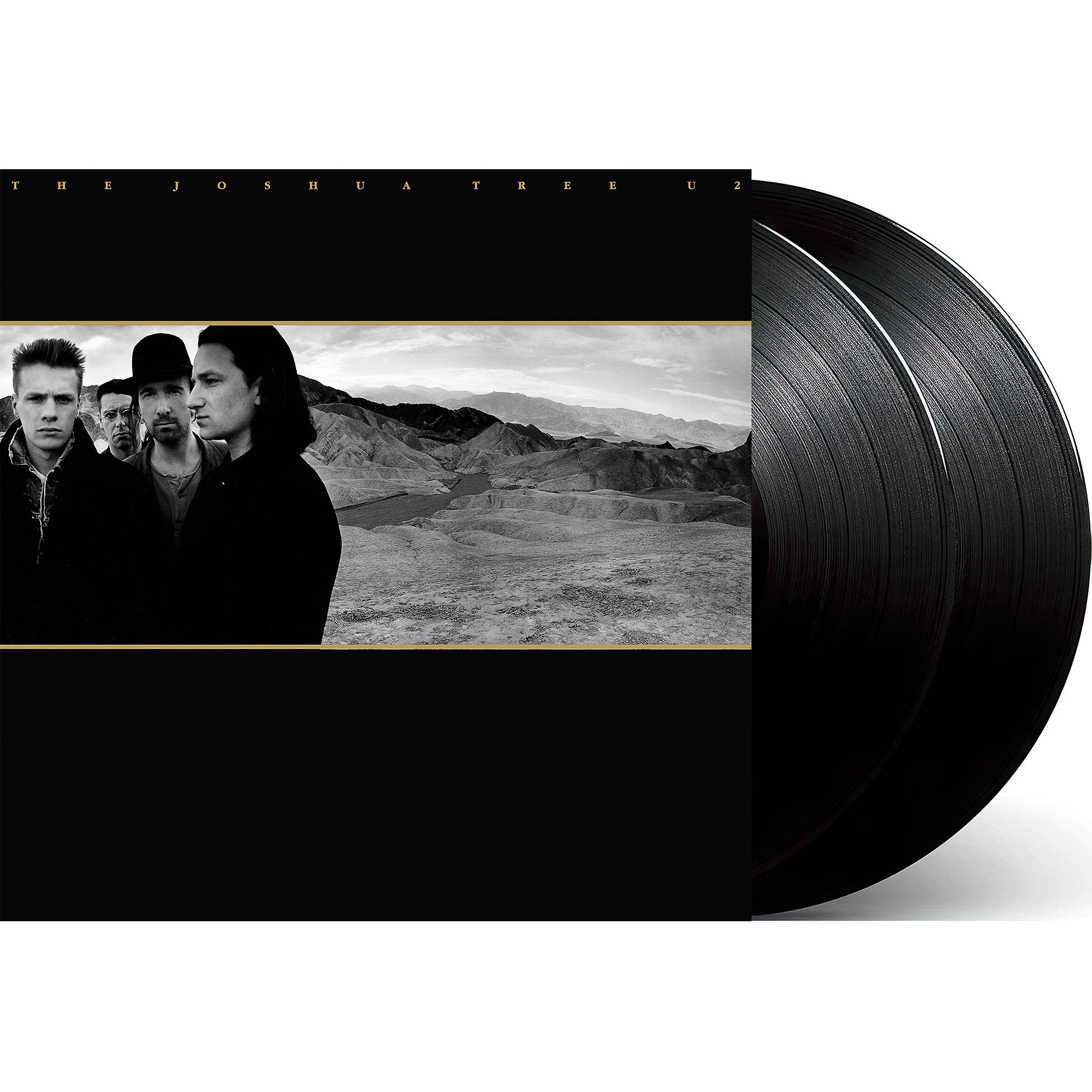 U2, The Joshua Tree, 2 LP, Black Vinyl, cover, album, records, vinyl, packshot, I Still Haven't Found What I'm Looking For, with or without you, Where The Streets Have No Name,