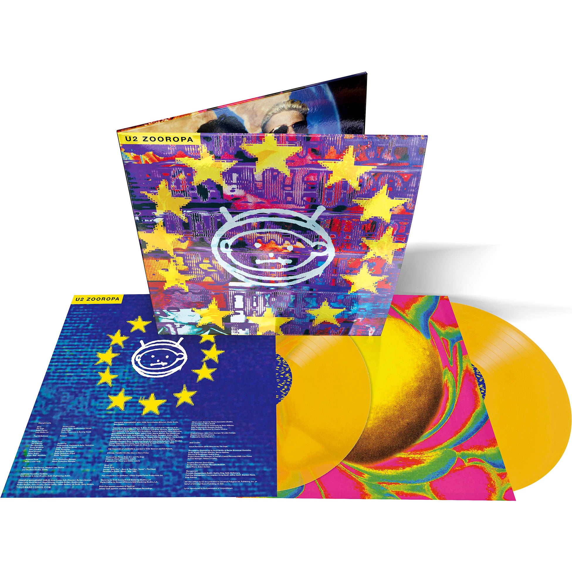 U2 - Zooropa packshot, 30th Anniversary, yellow vinyl, deluxe edition, 2 LPs with foil gatefold, electronic rock, art rock, alternative