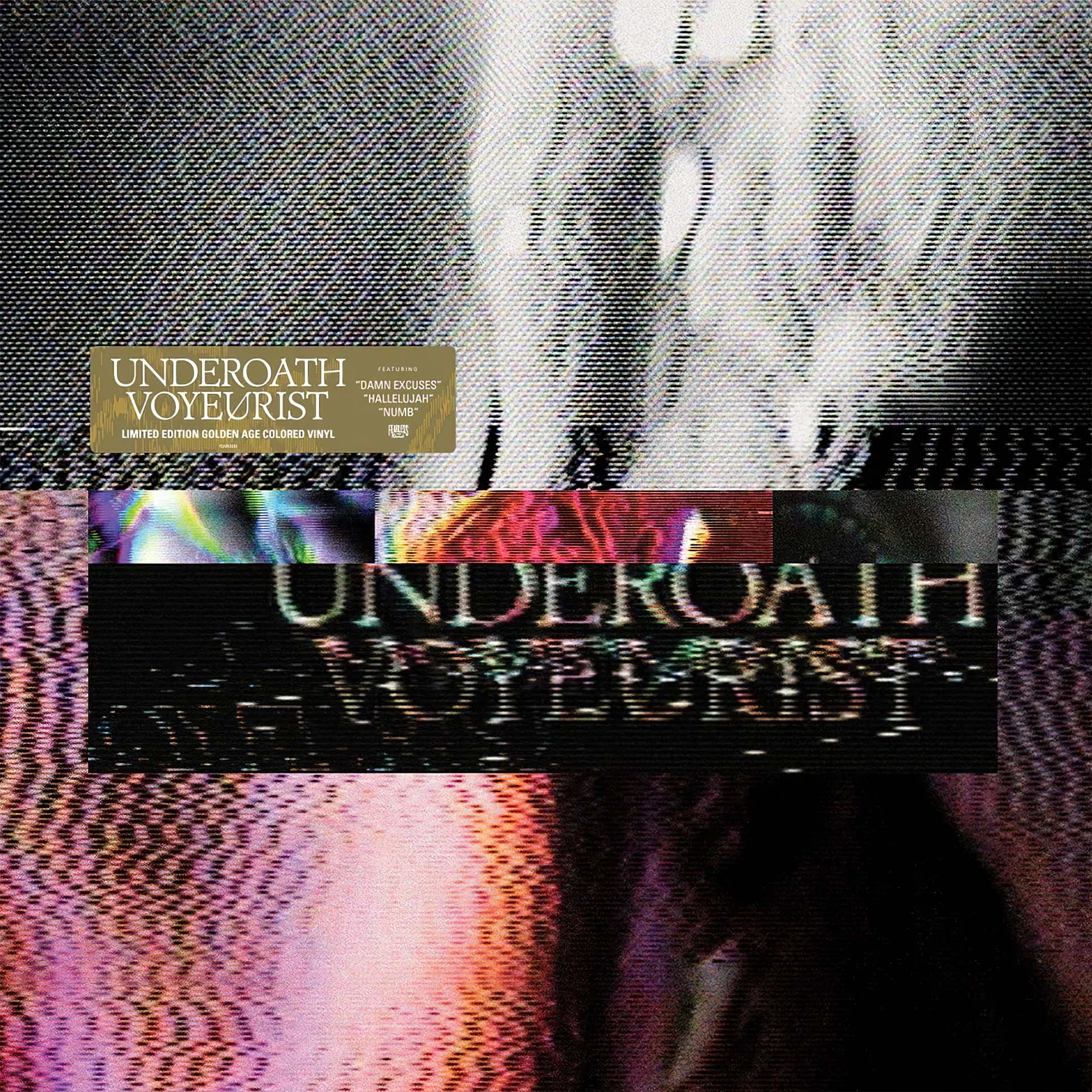 Underoath - Voyeurist album cover metallic gold with black smoke vinyl - ToucanRecords.com