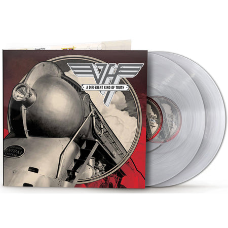 Van Halen A Different Kind Of Truth packshot of the limited edition crystal clear 2LP vinyl LP in a gatefold jacket featuring David Lee Roth. Available from ToucanRecords.com