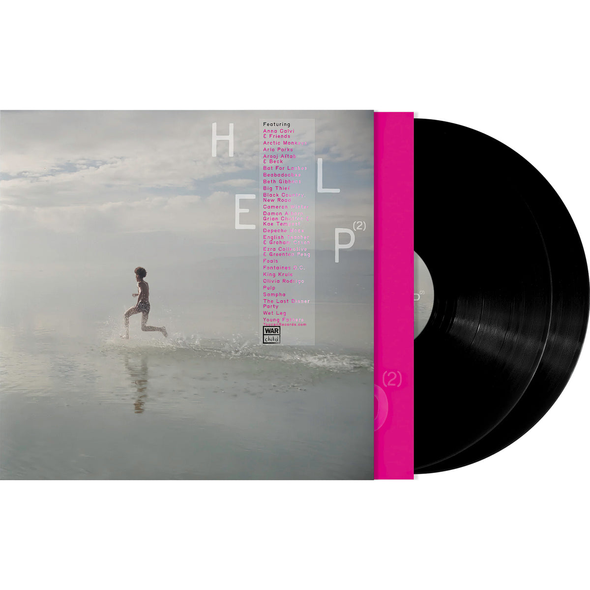 HELP(2) War Child Records 2026 gatefold 2LP packshot, Arctic Monkeys, Pulp, Olivia Rodrigo, Depeche Mode charity album