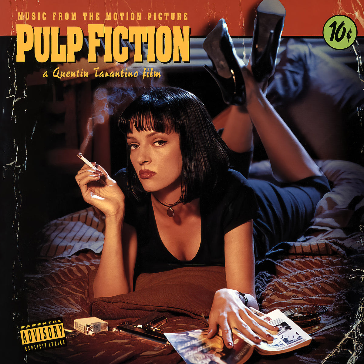 Various Artists - Pulp Fiction soundtrack album cover, black vinyl LP edition, Quentin Tarantino 1994 film
