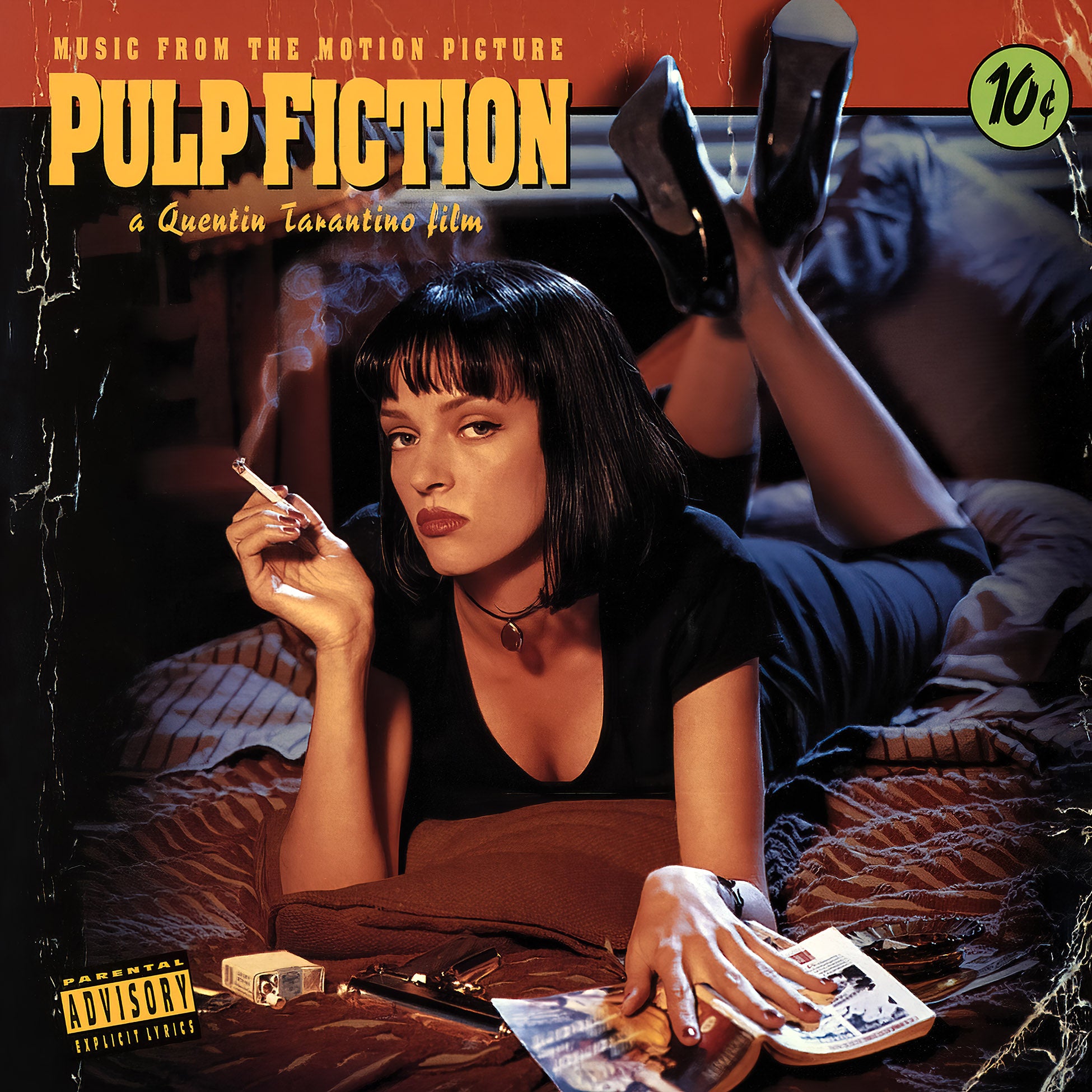 Various Artists - Pulp Fiction soundtrack album cover, black vinyl LP edition, Quentin Tarantino 1994 film