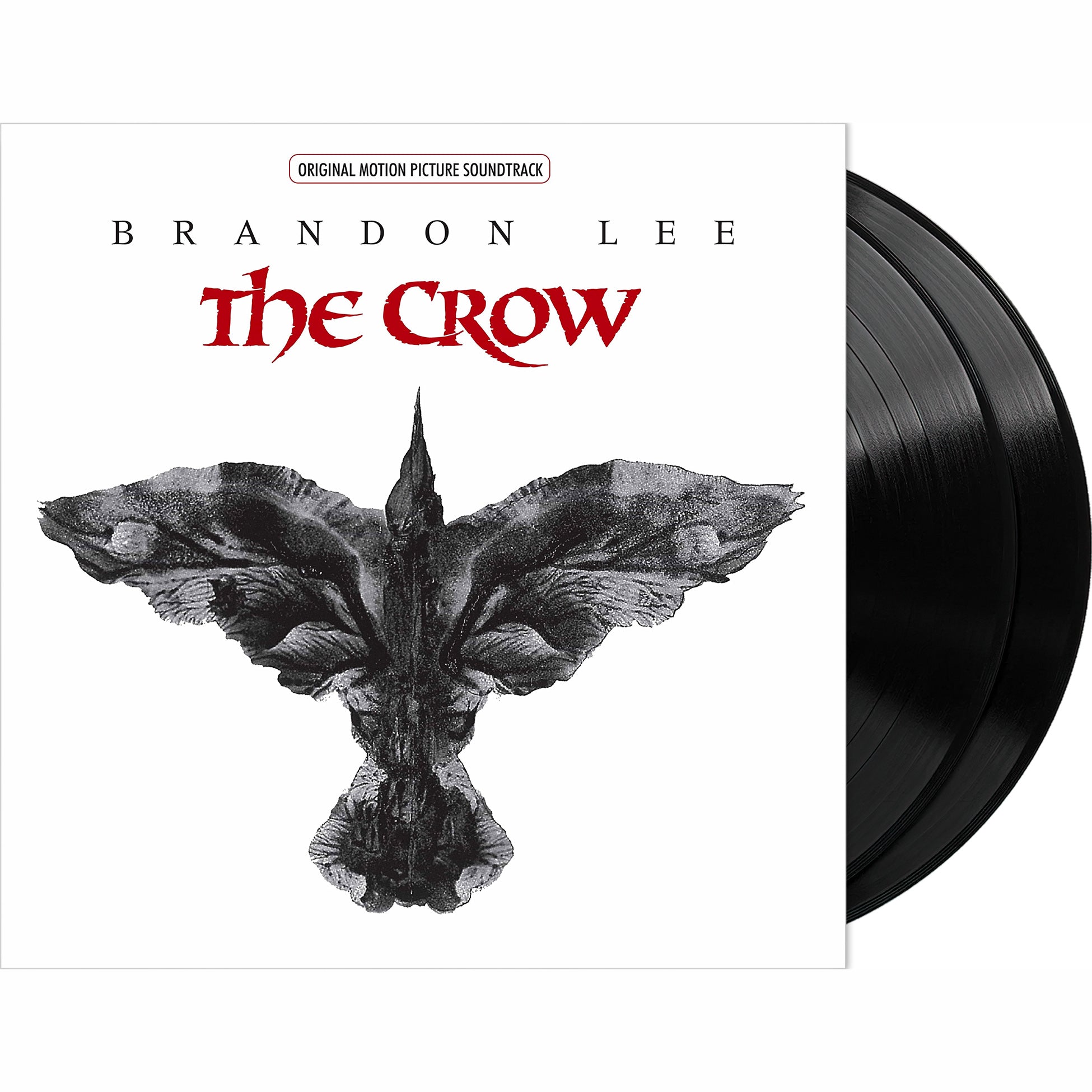 The Crow soundtrack vinyl packshot, limited edition 2LP, indie exclusive with etched Side D