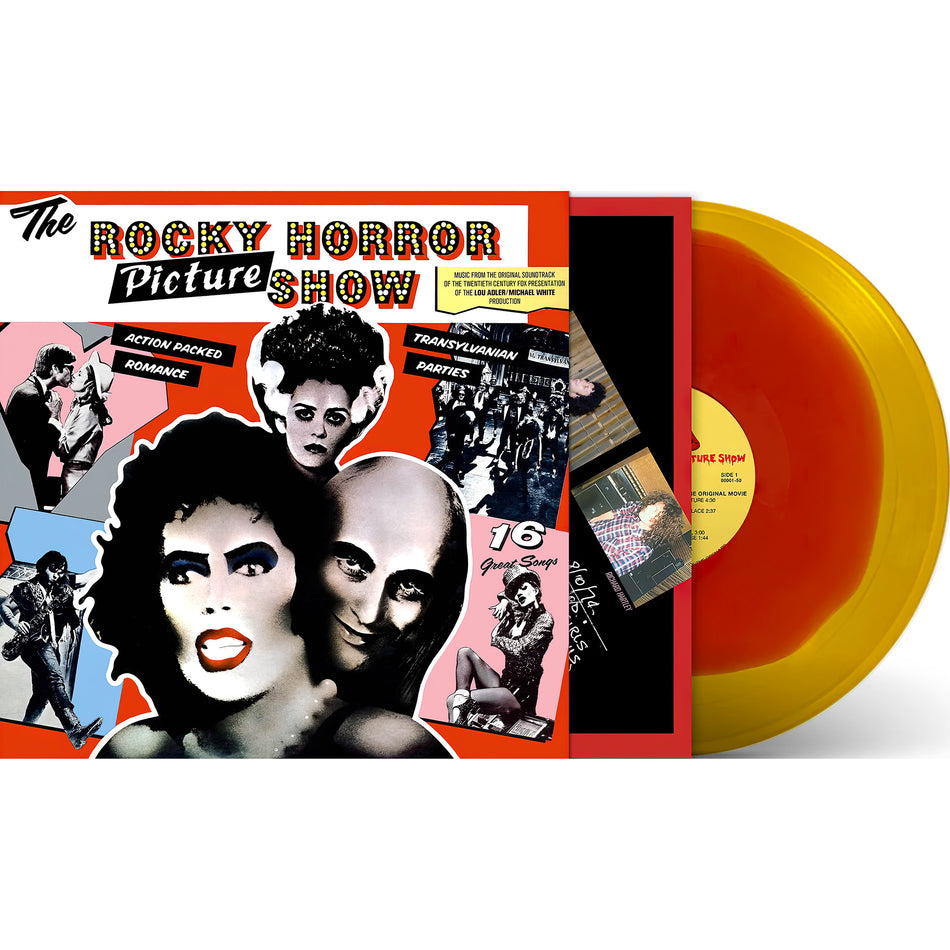 The Rocky Horror Picture Show packshot, yellow & red color-in-color pressing, cult classic soundtrack
