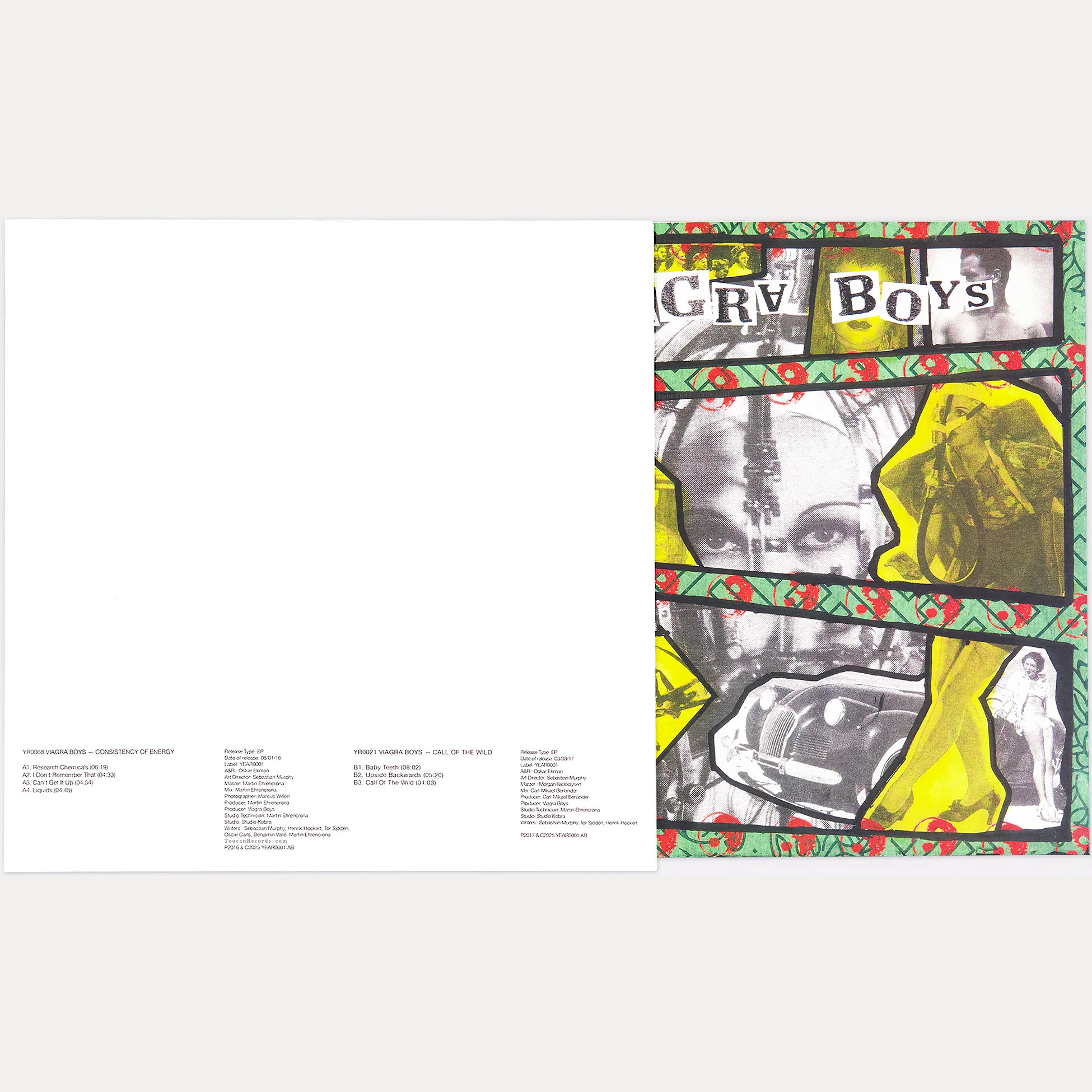 Viagra Boys - 2 EPs on 1 LP vinyl pressing, packshot #2, embossed jacket, Year0001, punk rock & no wave