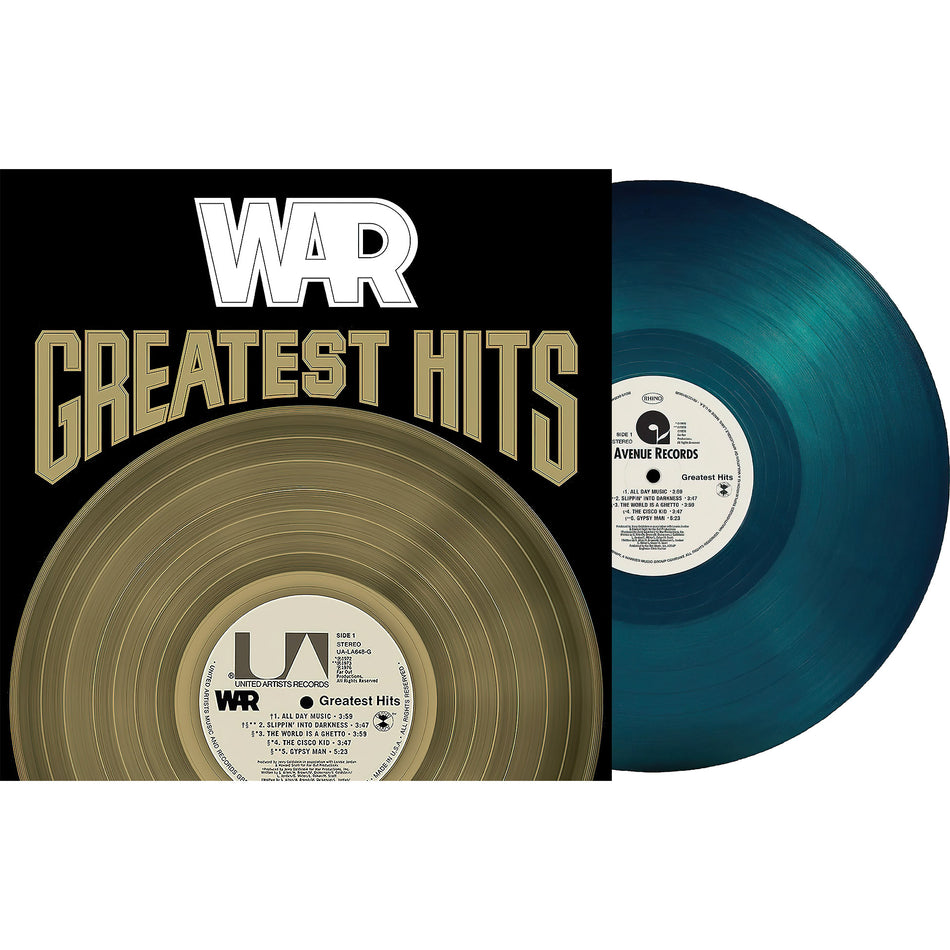 War, Greatest Hits, Indie Exclusive, Sea Blue, Colored Vinyl, blue vinyl, cover, album, vinyl, packshot
