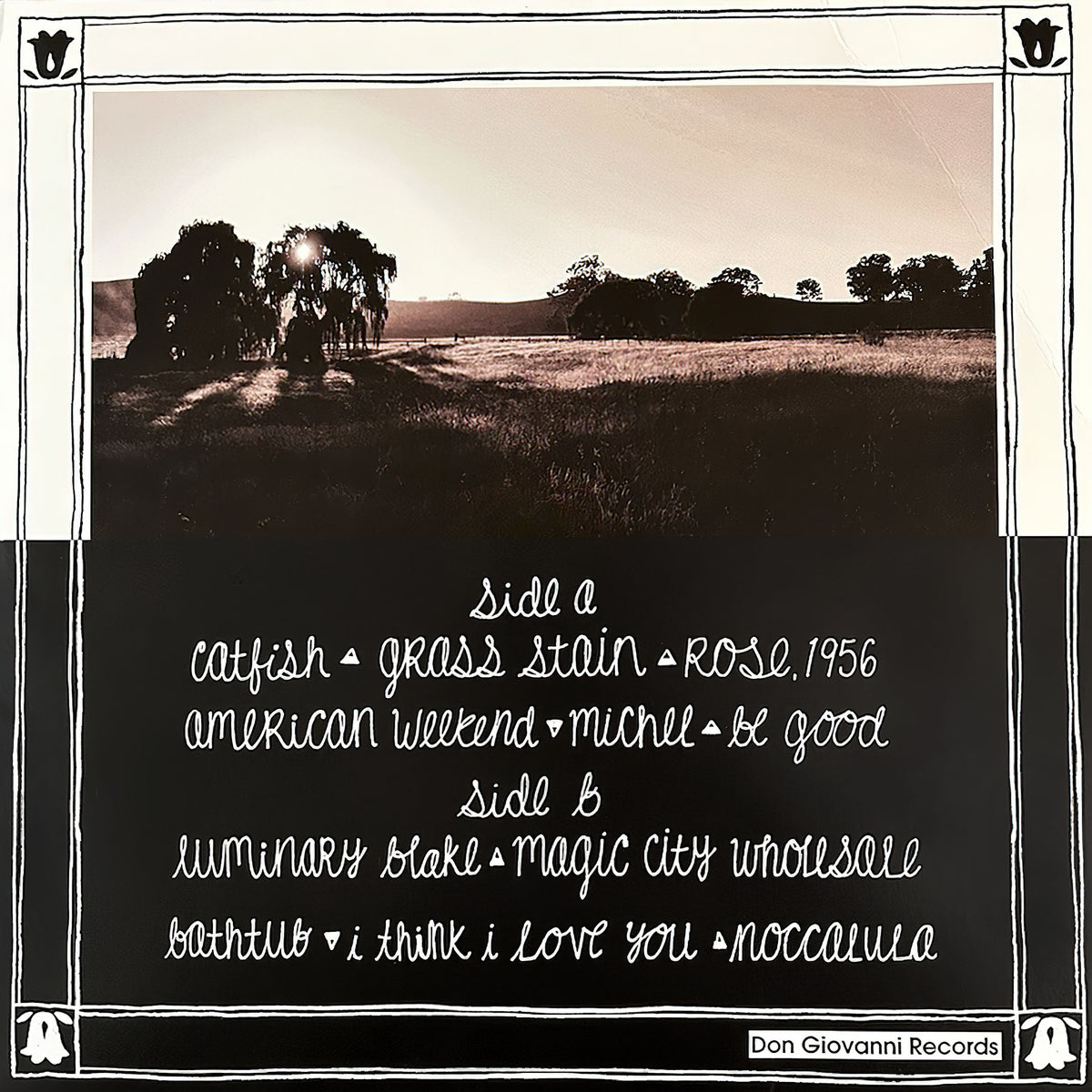 Waxahatchee American Weekend album back cover art with song titles for the red & black quad UK import vinyl LP available at ToucanRecords.com.