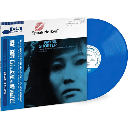 Wayne Shorter - Speak No Evil packshot, Indie Exclusive blue vinyl LP, collectible Blue Note edition