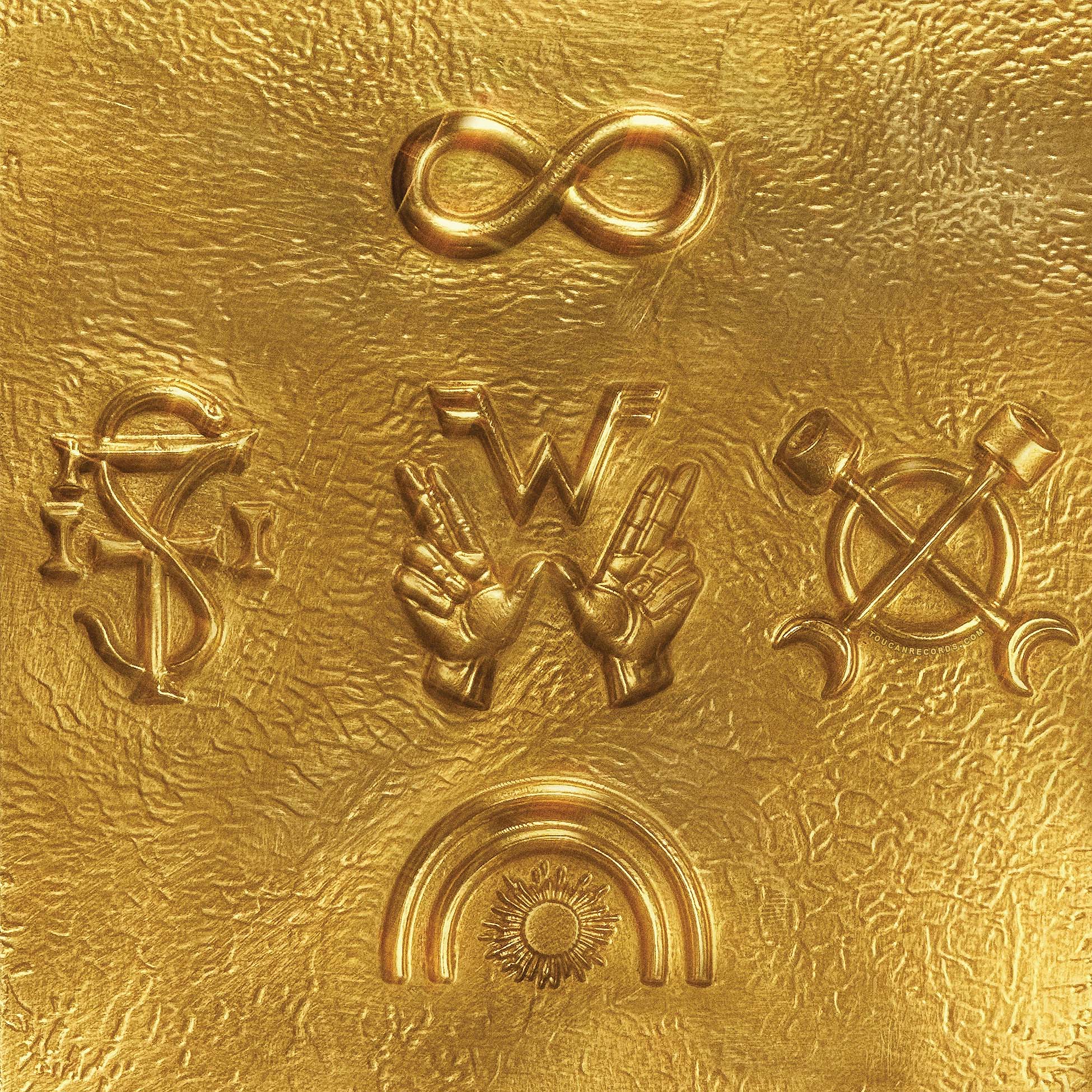 Weezer self-titled Gold Album album cover for the indie exclusive gold vinyl LP available at ToucanRecords.com