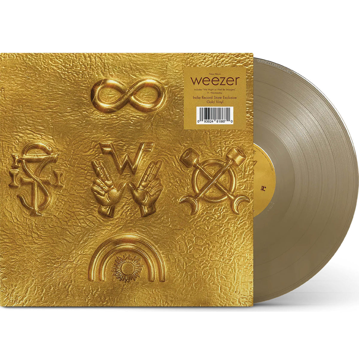 Weezer self-titled Gold Album packshot for the indie exclusive gold vinyl LP available at ToucanRecords.com