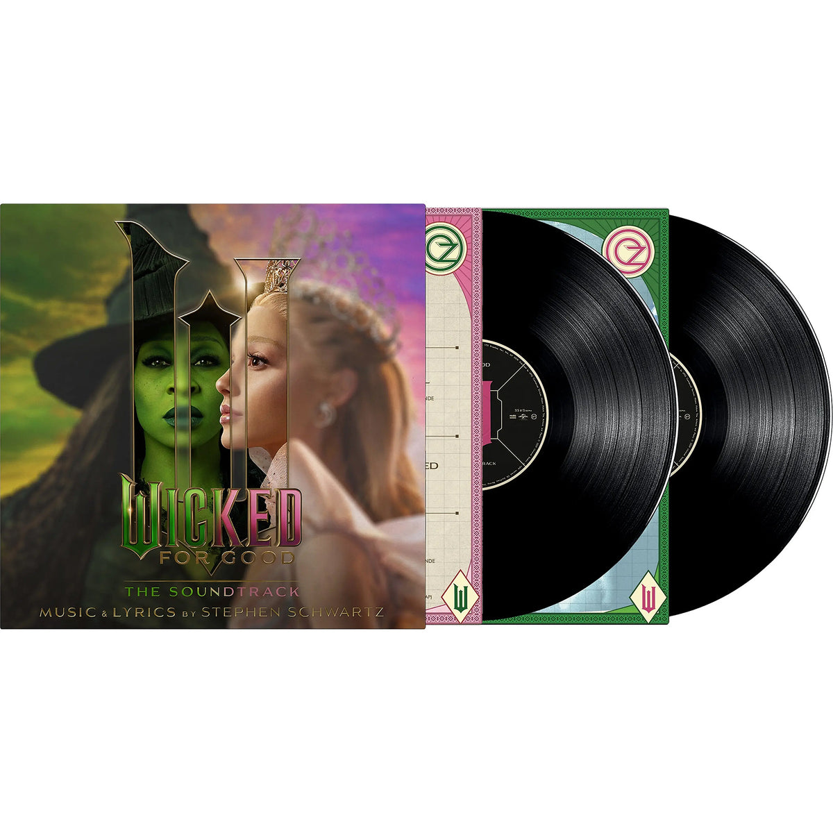 Various Artists - Wicked: For Good packshot, 2 LP black vinyl pressing, musical theatre soundtrack with printed sleeves