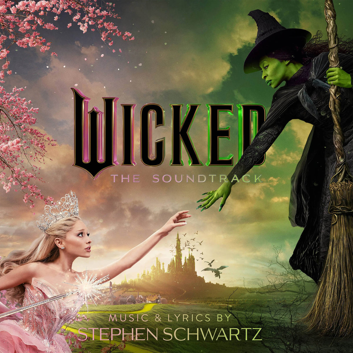 Various Artists Wicked soundtrack album cover for the 2LP black vinyl LP featuring Cynthia Erivo, Ariana Grande and Jeff Goldblum