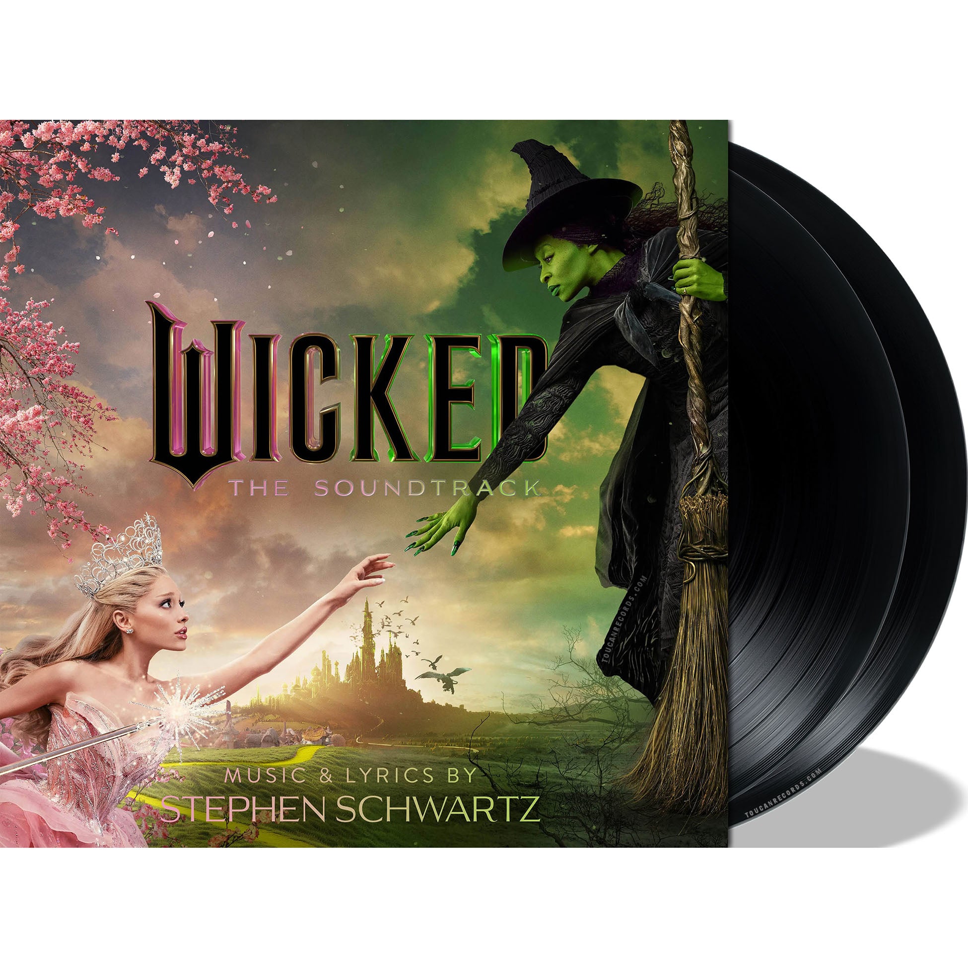Various Artists Wicked movie musical packshot for the 2LP vinyl LP featuring Cynthia Erivo and Ariana Grande. Available at ToucanRecords.com