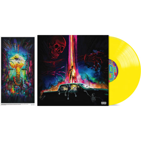 Wyatt Flores Scared of Heights vinyl LP packshot with indie exclusive yellow pressing and poster at ToucanRecords.com