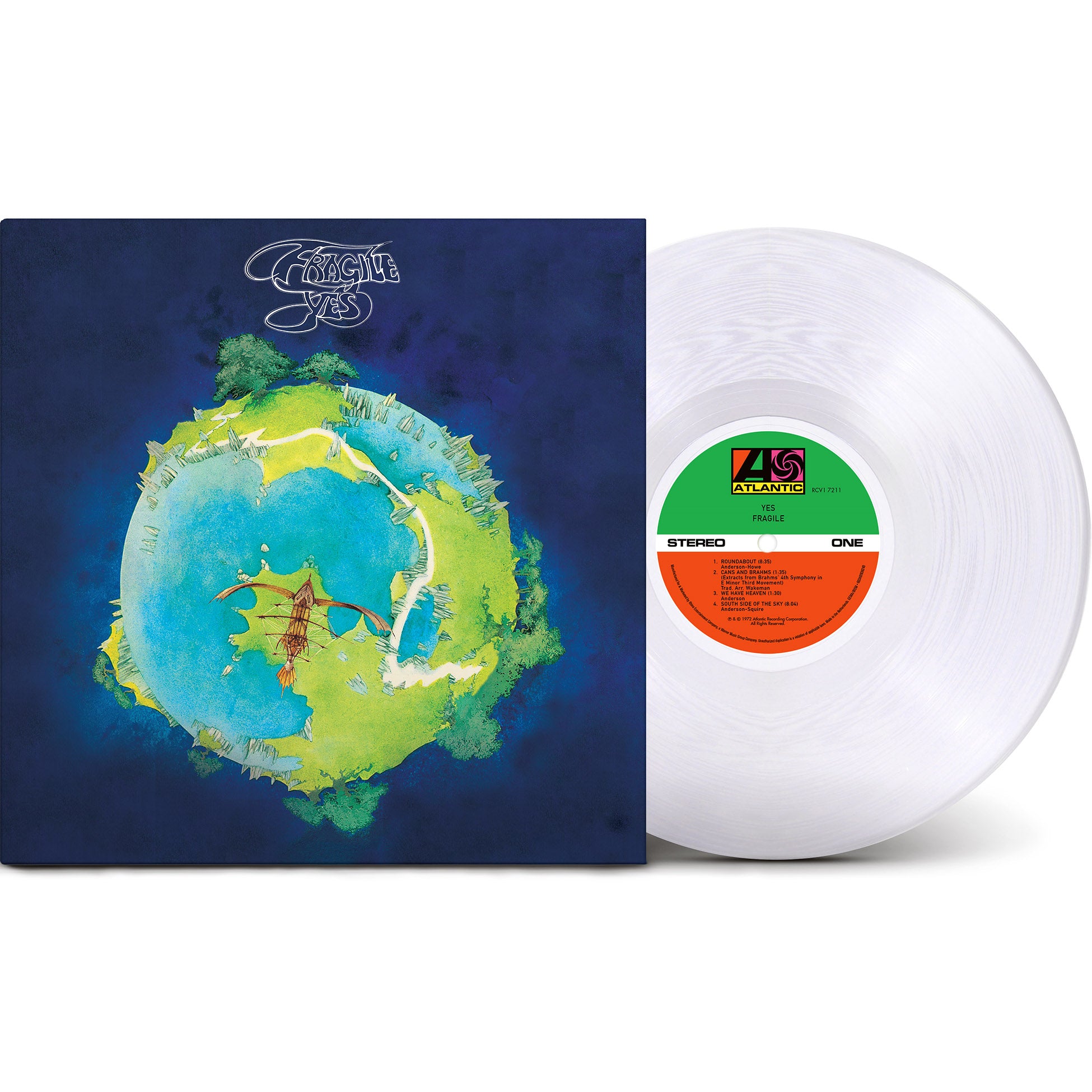 yes, fragile, packshot, indie exclusive, syeor, start your ears off right, limited edition, booklet,  prog rock, progressive rock, clear vinyl, crystal clear, vinyl, cover, roundabout, jon anderson, album cover, cover art,