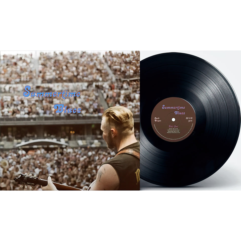 Zach Bryan - Summertime Blues vinyl packshot, country-folk acoustic EP, standard black vinyl
