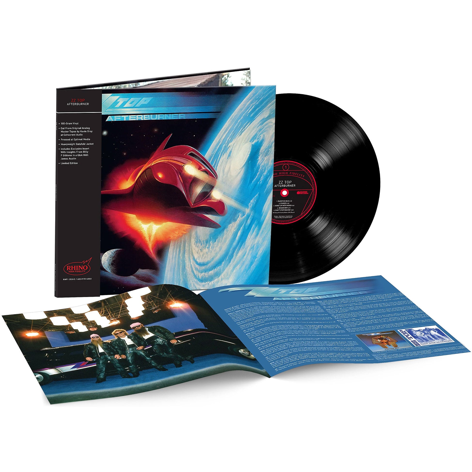 ZZ Top - Afterburner packshot, 180g black vinyl Rhino Hi-Fi pressing, blues rock gatefold at ToucanRecords.com