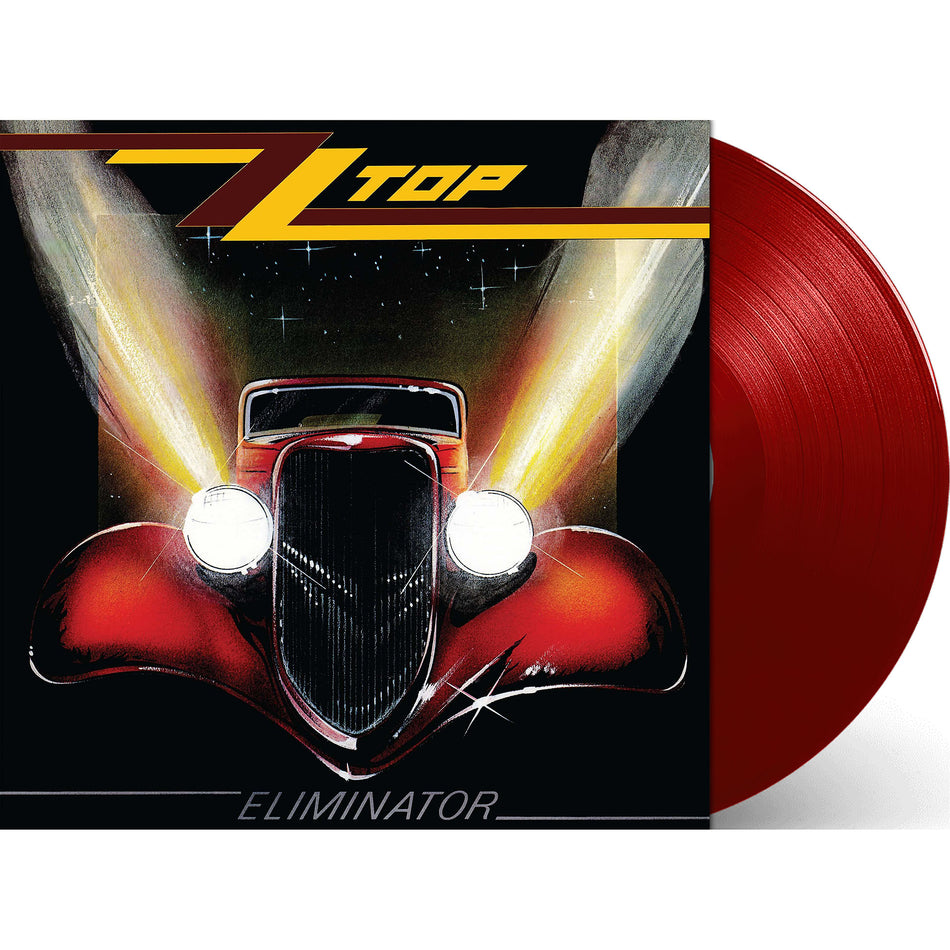ZZ Top - Eliminator packshot, Rocktober red vinyl pressing, classic 80s rock at ToucanRecords.com